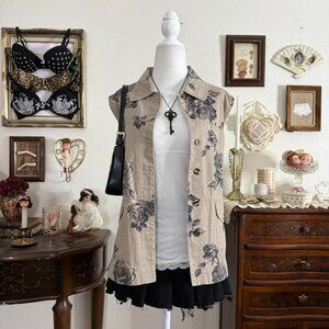 90's girly grunge rose floral vest